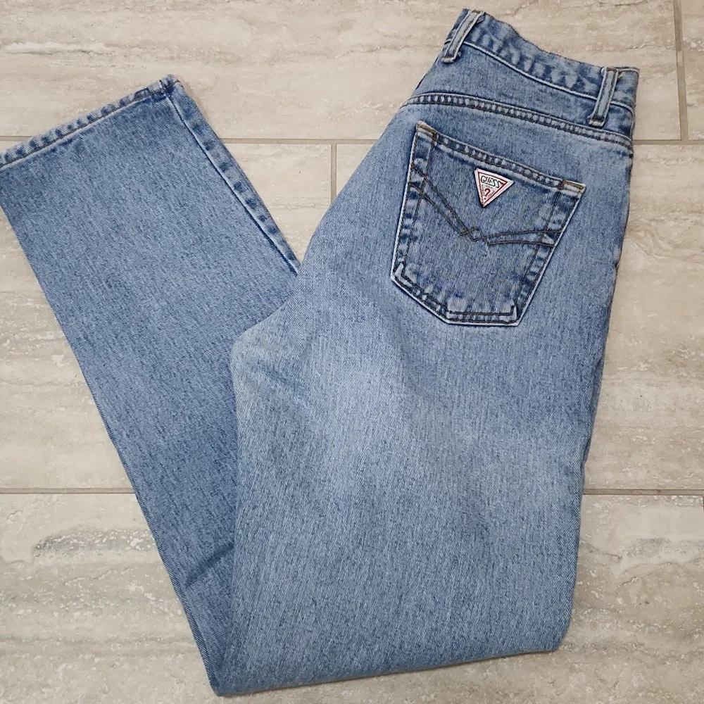 Vintage Guess by Marciano USA Acid Wash Mom Jeans High Rise Tapered Leg 30 Long - Picture 2 of 14
